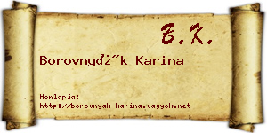 Borovnyák Karina névjegykártya